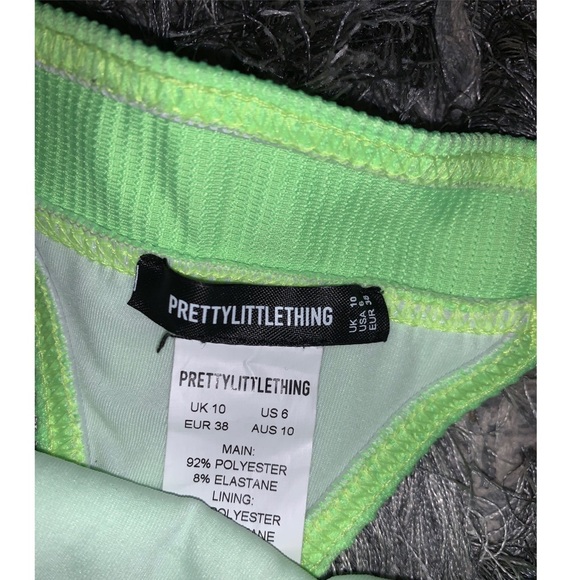 Neon green two piece thong one shoulder bikini - Picture 6 of 8